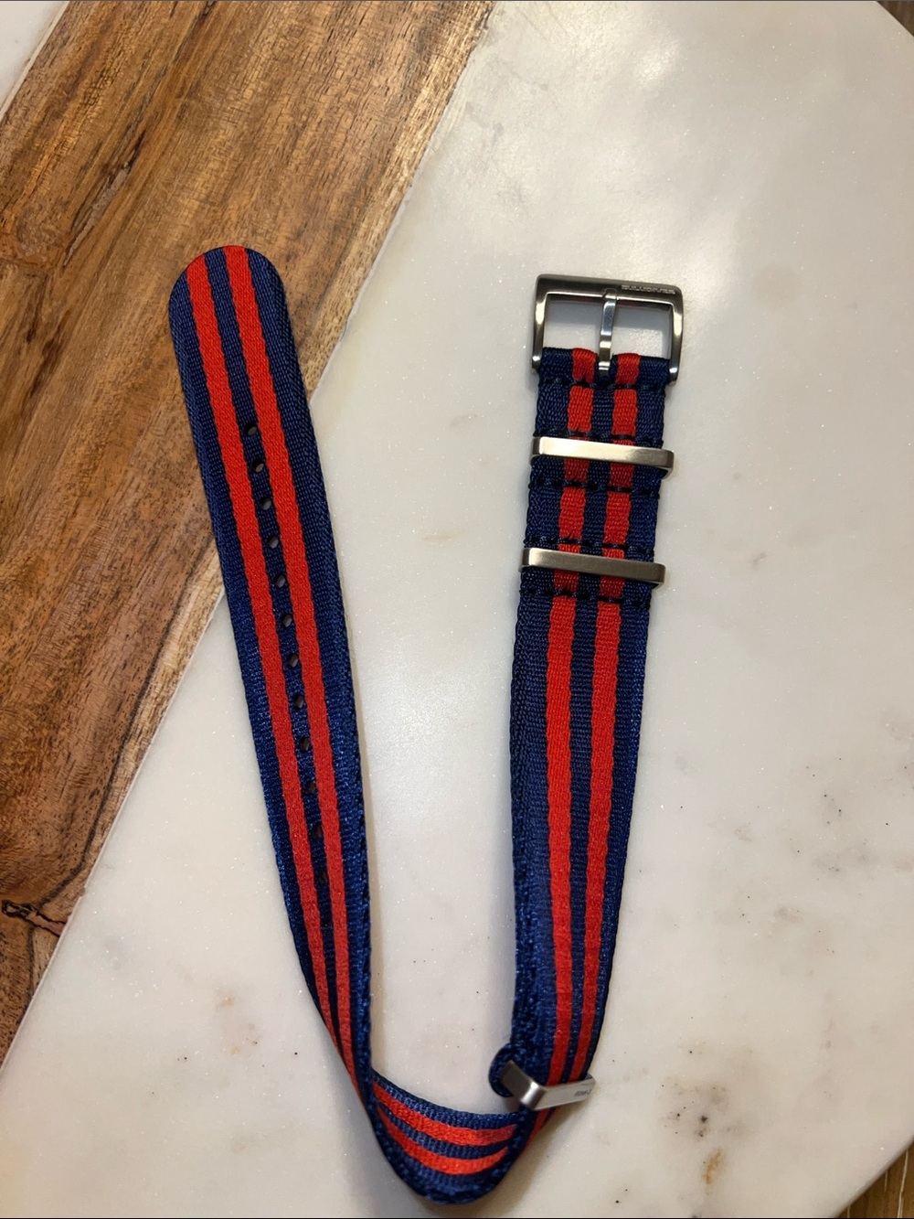 Striped Navy and Red NATO-style Watch Strap or British Military 22 mm